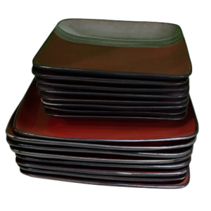 Assiettes Carrées Bicolores Premium – Style Moderne en Céramique