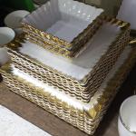 Assiettes en Porcelaine avec Bordure Dorée